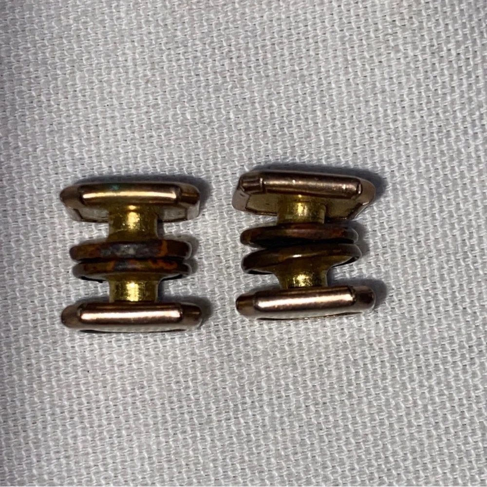Antique‎ Lion Brand Brass Tone Snap Cufflinks